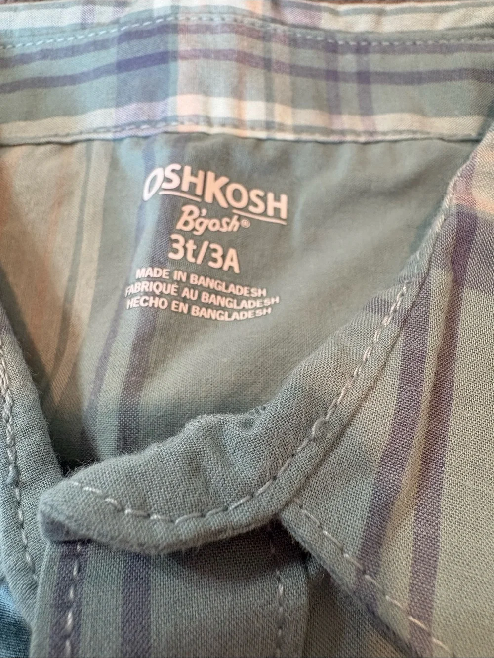 OshKosh B'gosh Teal and Blue Plaid Short-Sleeve Button Shirt